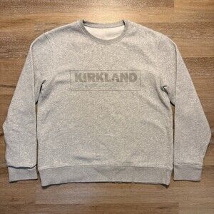 Kirkland Signature Gray Fleece Crewneck Sweatshirt Size S Embroidered Graphic